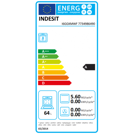 INDESIT I6GGKMWF Κουζίνα Αερίου 64lt 60cm INDESIT I6GGKMWF Κουζίνα Αερίου 64lt 60cm